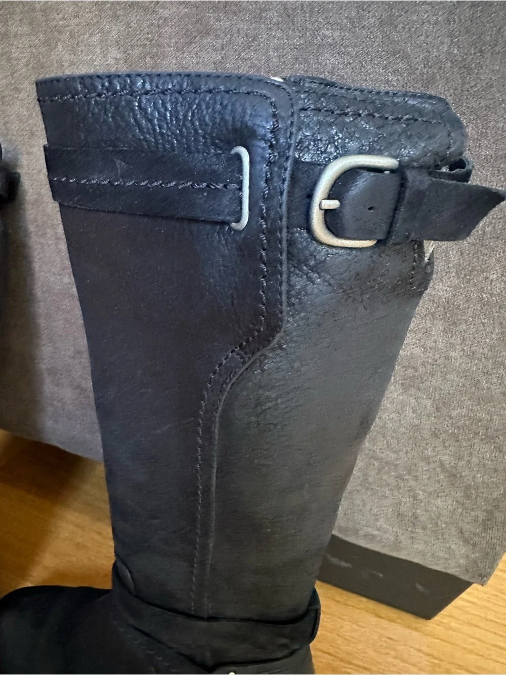 New Ugg Women's Black Tall Leather Riding Boots